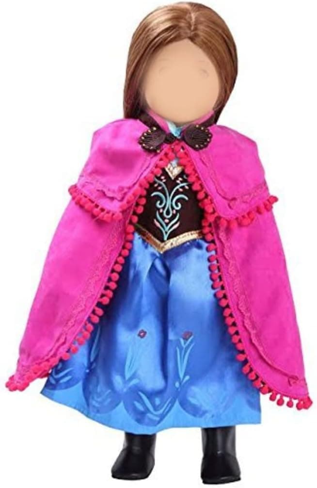 Anna Frozen Inspired Doll Outfit (3 Piece Set) - Clothes and Accessories Fit 18" Girl Dolls & Include Dress, Shawl, Shoes - Premium Handmade Costume Apparel for Dolls, Perfect for Girls Kids Birthday