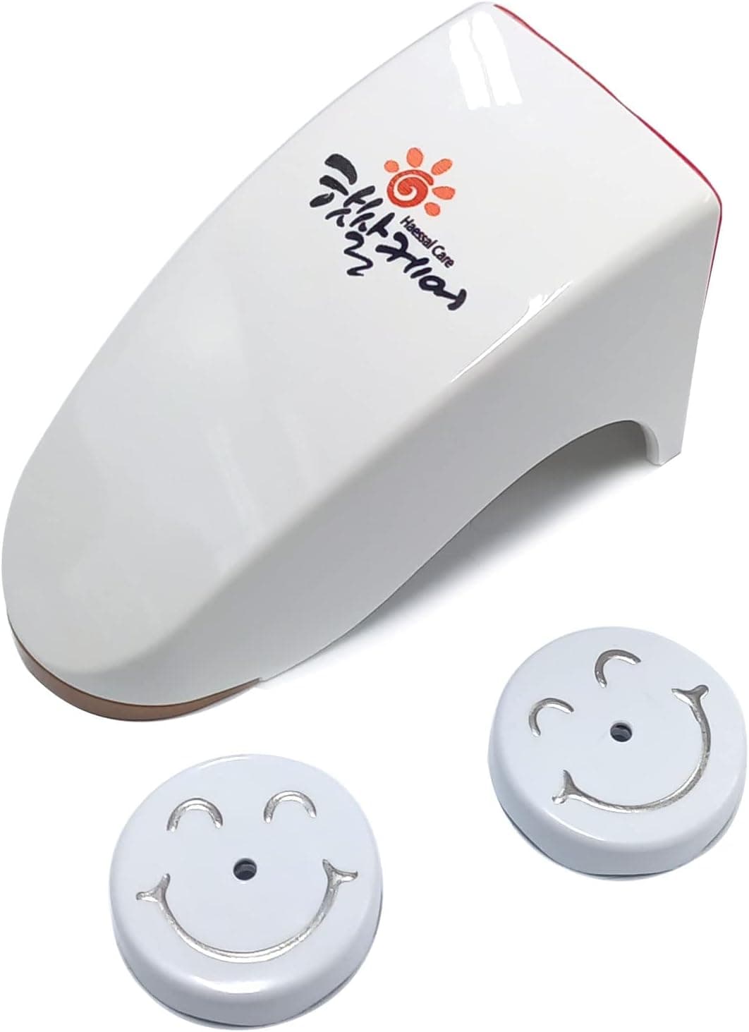 Magnetic Soap Dish Container Dispenser Wall Attachment Adhesion Soap Holder with Happy Face, Round Disc 2Pcs (White)