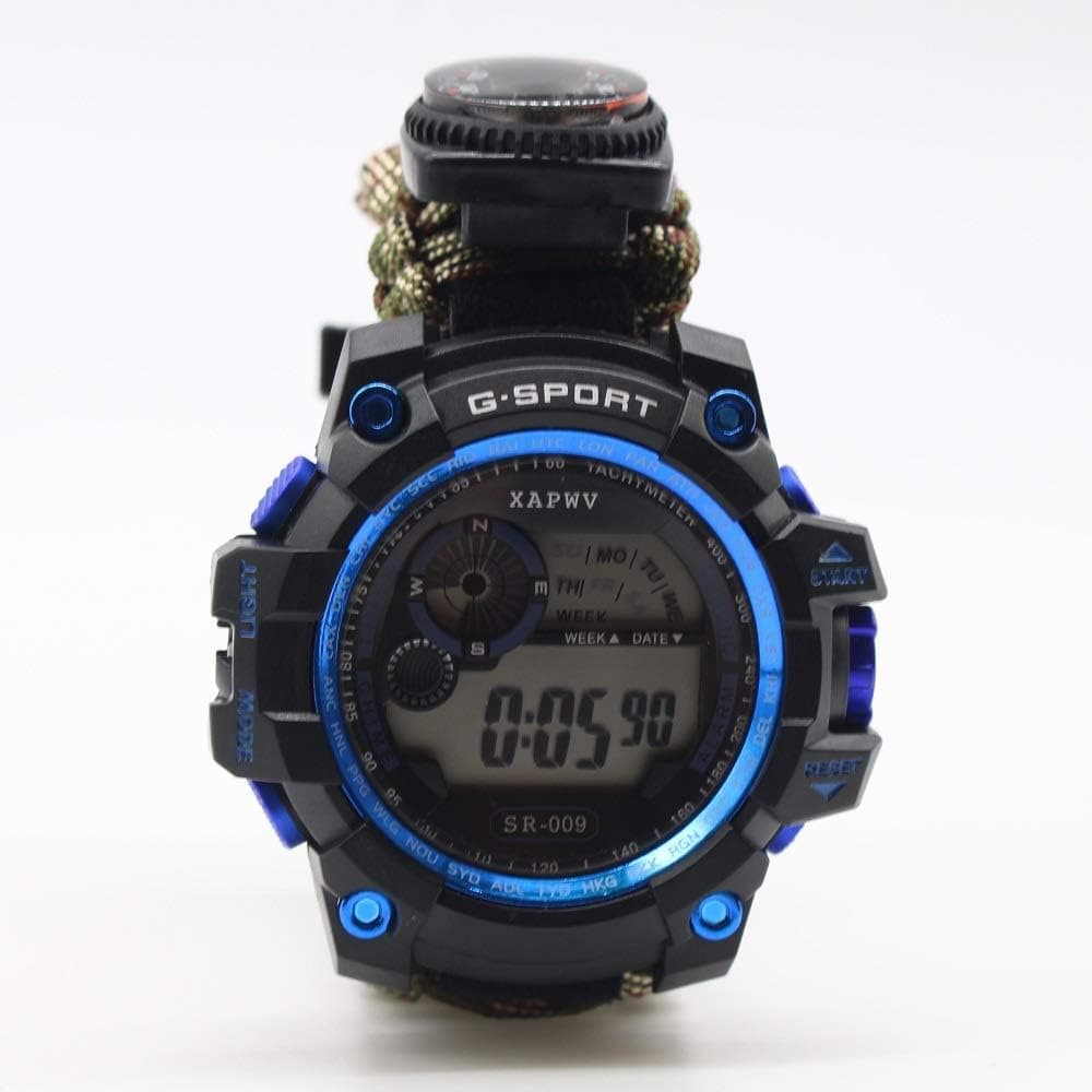 50 M Waterproof Tactical Watch,7 in 1 Multifunctional Outdoor Watch Gear