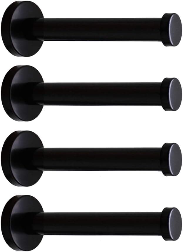NELXULAS Classic Black Stainless Steel Heavy Duty Wall Mount Hooks, Bath Towel Hooks, Coat Hanger, Handbag Hooks, 4 in Pack (6")