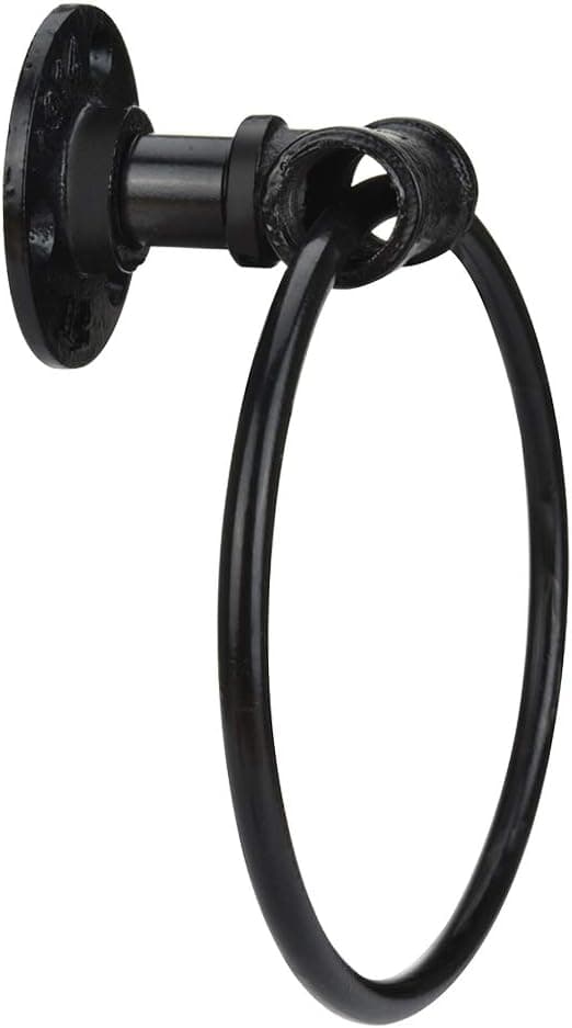 Eluck Hand Towel Ring Wall Mount Hand Towel Ring Heavy Duty Solid Towel Holder for Bathroom Rust-Proof Iron Plating Black