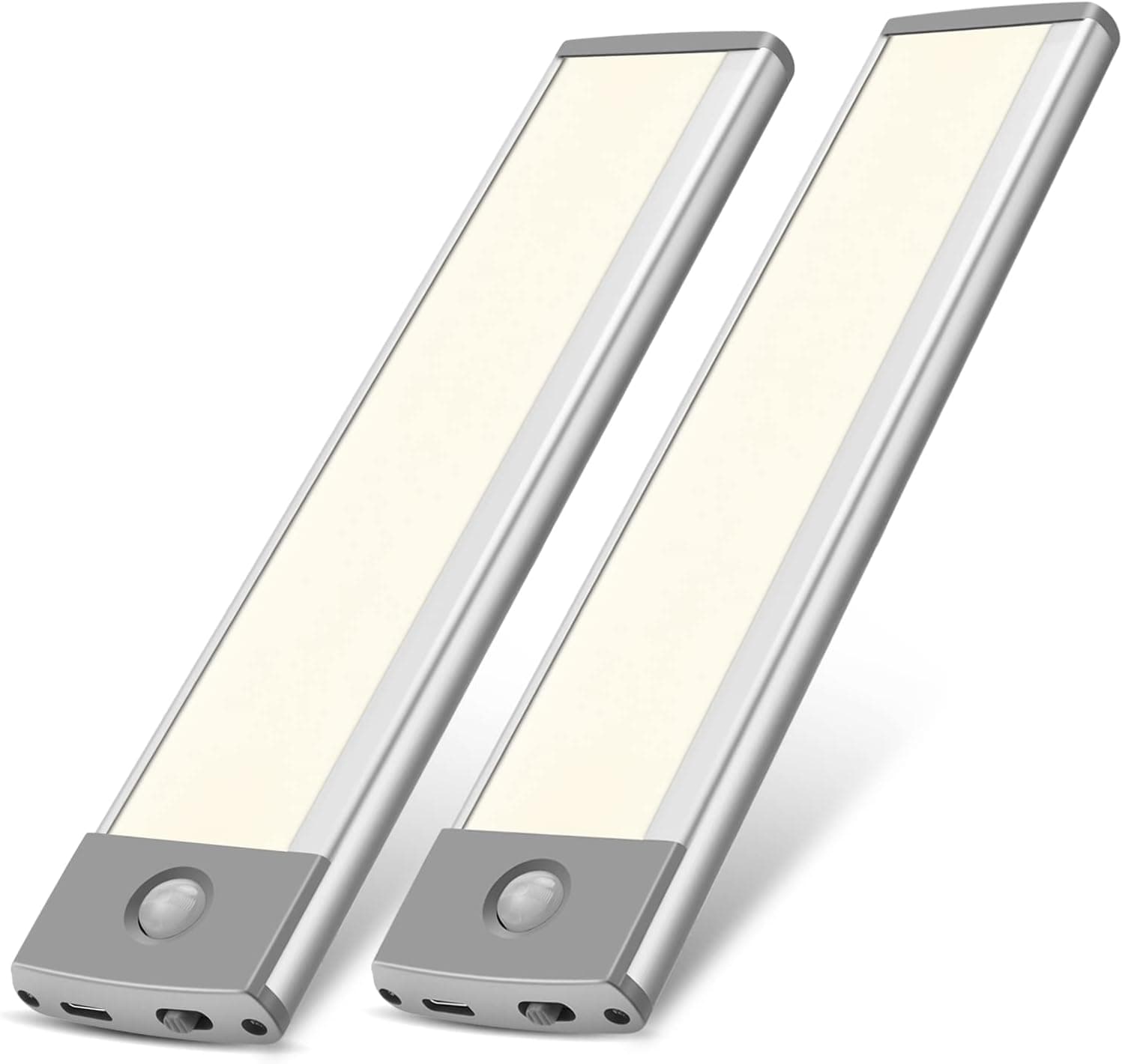 RXWLKJ 30-LED Under Cabinet Lights,USB Rechargeable Kitchen Night Light,Battery Operated Counter Closet Lighting,Wireless Motion Activated Light for Cabinets Cupboard Pantry(Warm Light 2Pack