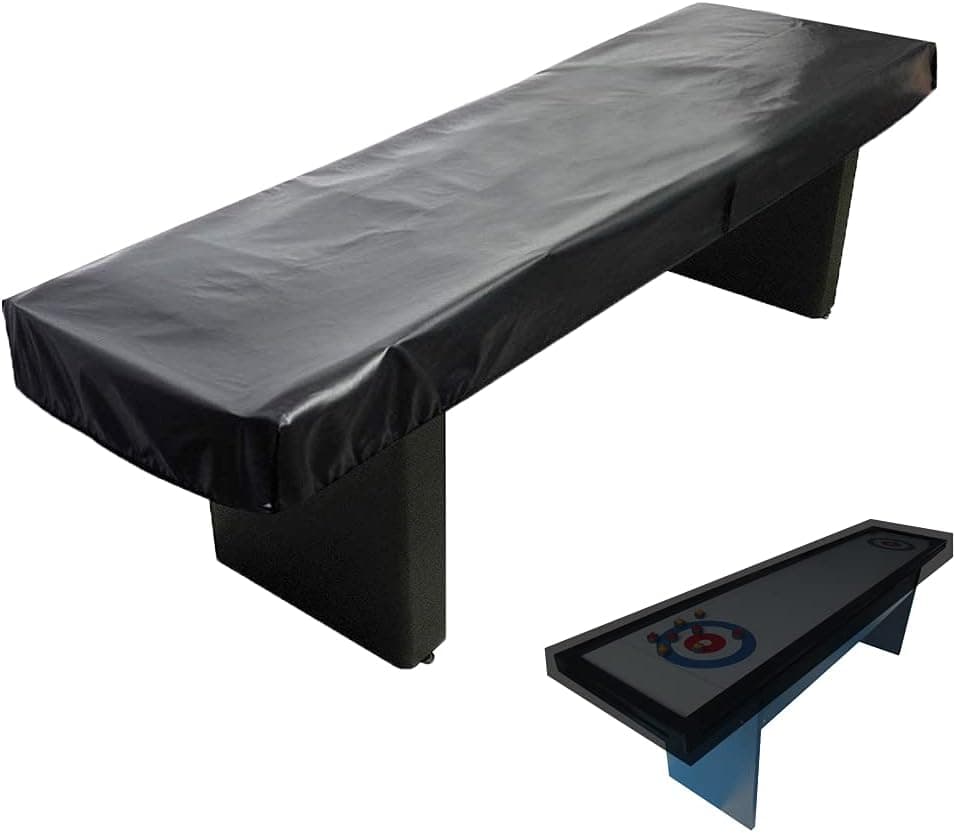 COOSOO Shuffleboard Table Cover Waterproof Outdoor 9FT 12FT 14 FT Shuffleboard Table Cover Weather Resistant Dustproof Furniture Protective Black