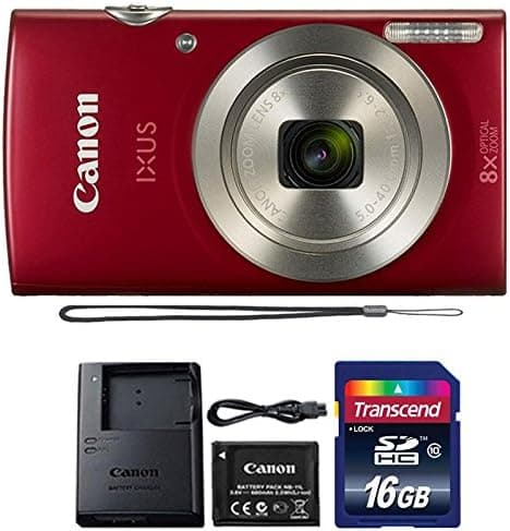 Canon IXUS 185 / ELPH 180 20MP Red Digital Camera + 16GB Memory Card