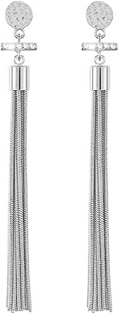 Suyi Elegant Long Tassel Earrings Crystal Dangle Drop Earrings Fringe Ear drop for Women Girls
