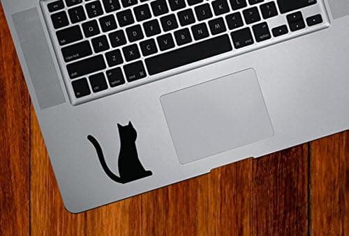 Cat Sitting Tail Raised - Trackpad/Keyboard - Vinyl Decal Sticker | Yadda-Yadda Design Co. (2"w x 2.5"h) (Black)