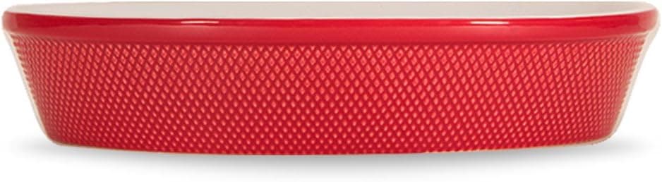 BIA Cordon Bleu Red Oval Baking Dish, 15-Inch - 3.5 Quart Capacity Red Ceramic Baker with Diamond Design (Oven to Table Casserole Dish)