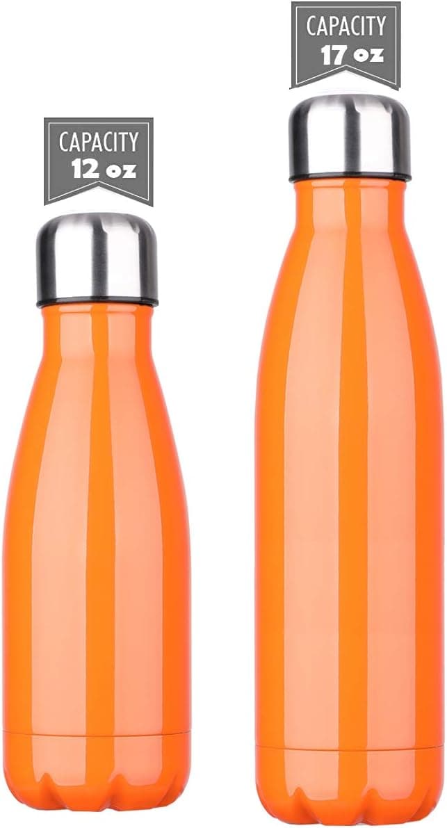 DKASA Stainless Steel Vacuum Insulated Water Bottle,Cola Shaped,Business Convenience,Perfect for Outdoor Sports Camping Hiking Cycling, Keeps Your Drink Hot & Cold (Orange, 17 oz(500ml))