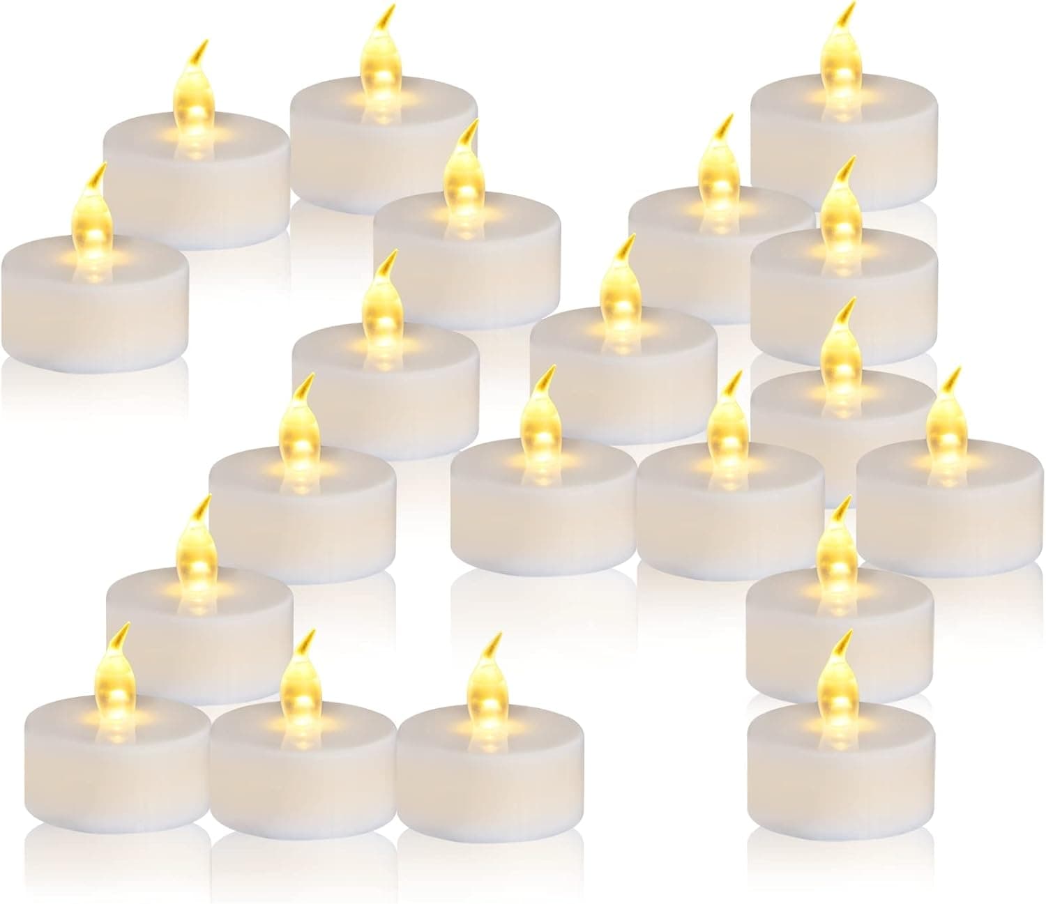 redfruit 24 Pack Flameless Tealight Candles: Battery - Powered Tea Light Candles,Bright Flickering Holiday Gift LED Electric Tealights Candles,for Seasonal & Festival Celebration,Warm Yellow Light.