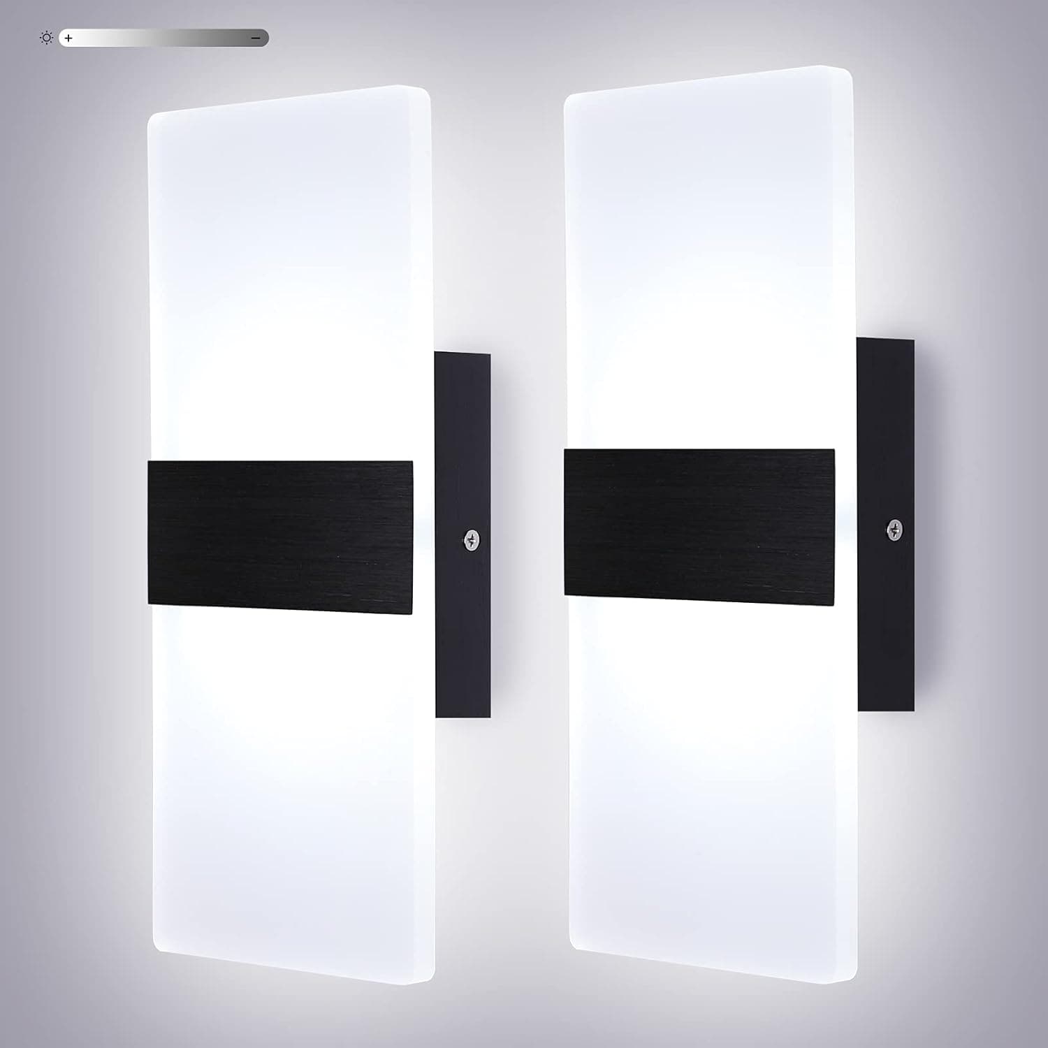 Lightess Modern Wall Sconces 2packs Indoor LED Wall Mounted Lamp Hardwired Wall Lamp 12W for Bedroom Living Room Hallway, Cool White