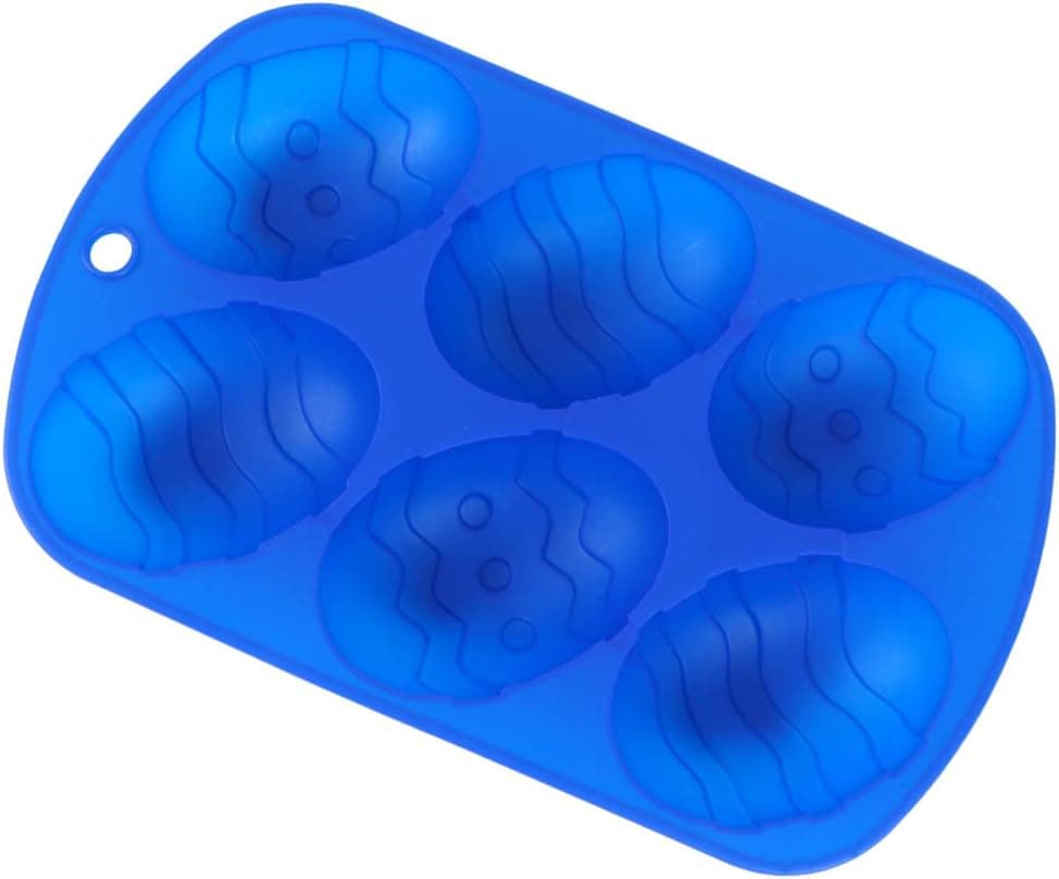 OUNONA Easter Egg Mold Silicone Chocolate Candy Mold Egg Shaped Cake Pan Cupcake Baking Mold Blue