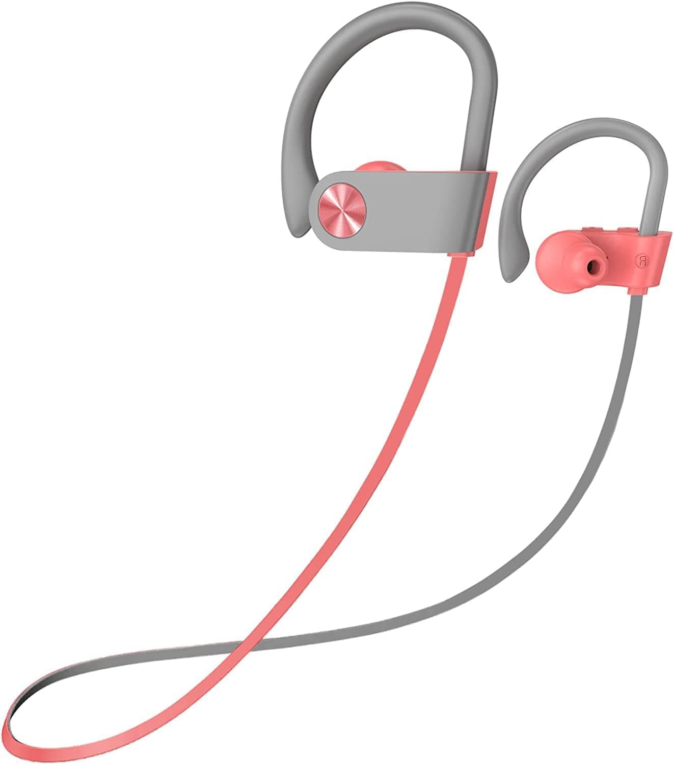 NEBONS Bluetooth Headphones, Running Wireless Sport Earbuds, V5.0 IPX7 Waterproof, HiFi Bass Stereo Sweatproof Earphones W/Mic, 12 Hours Play time, Noise Cancelling Headset for Workout,Gym, PinkGrey