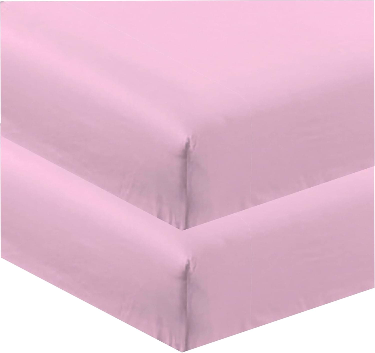 CC&DD 2-Pack Fitted Sheets,1800 Series Velvety Brushed Microfiber,Wrinkle Free(Twin,Baby-Pink)