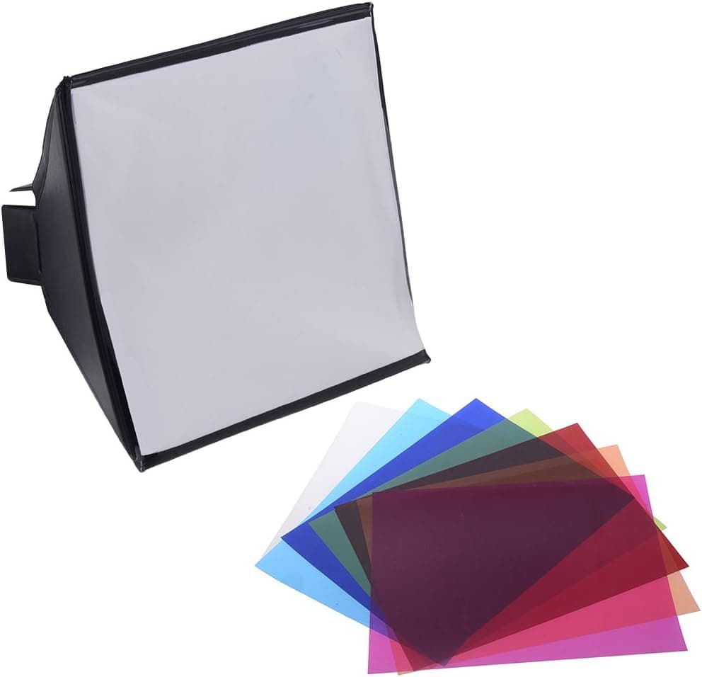 Neewer 7.9"x6.7" Universal Gel Softbox Diffuser with Seven Color Correction Gels for External Flash Units