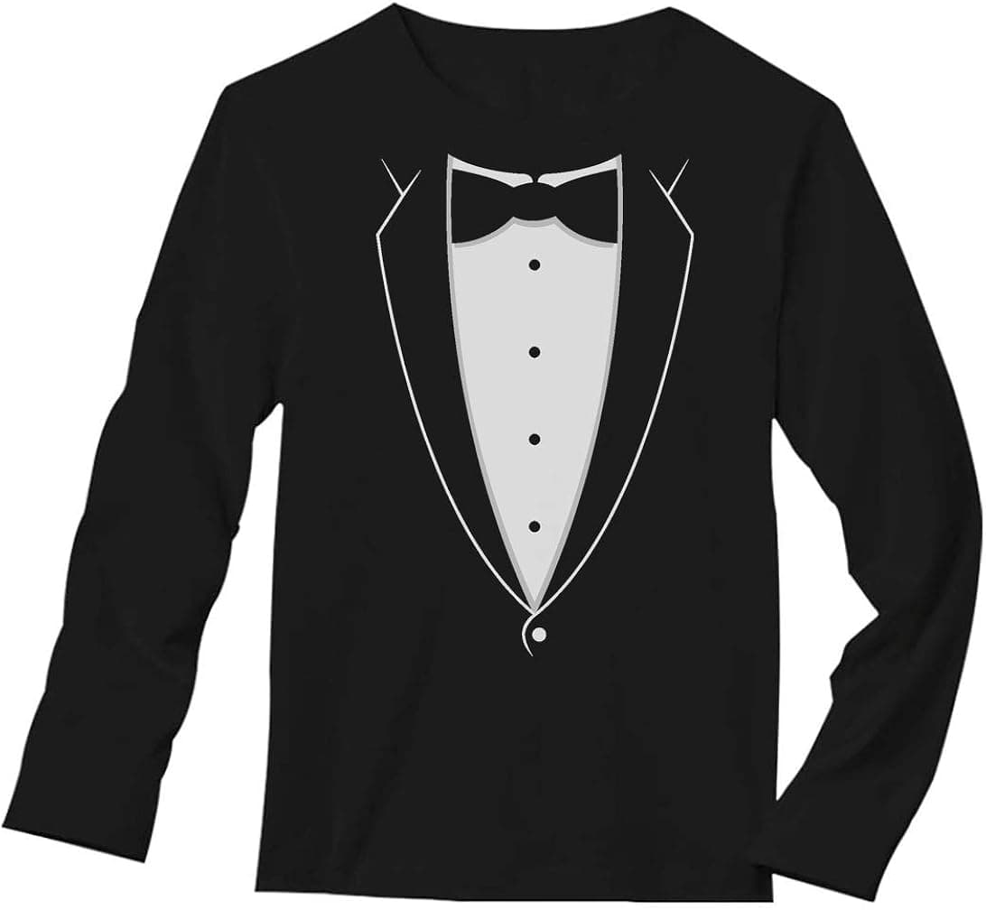 Printed Tuxedo with Bowtie Suit Funny Long Sleeve T-Shirt