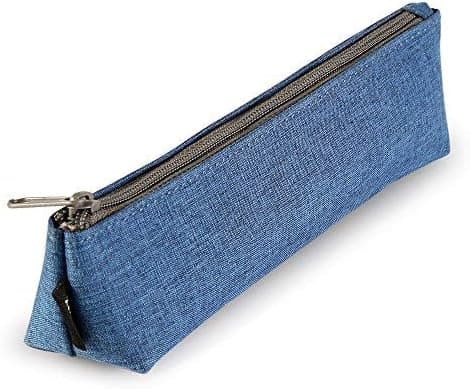 Portable Stylish Pen Bag,Stationery Pouch,Multi-Colored Pencil Bag,Cosmetic Pouch Bag,Compact Zipper Bag (Navy Blue)