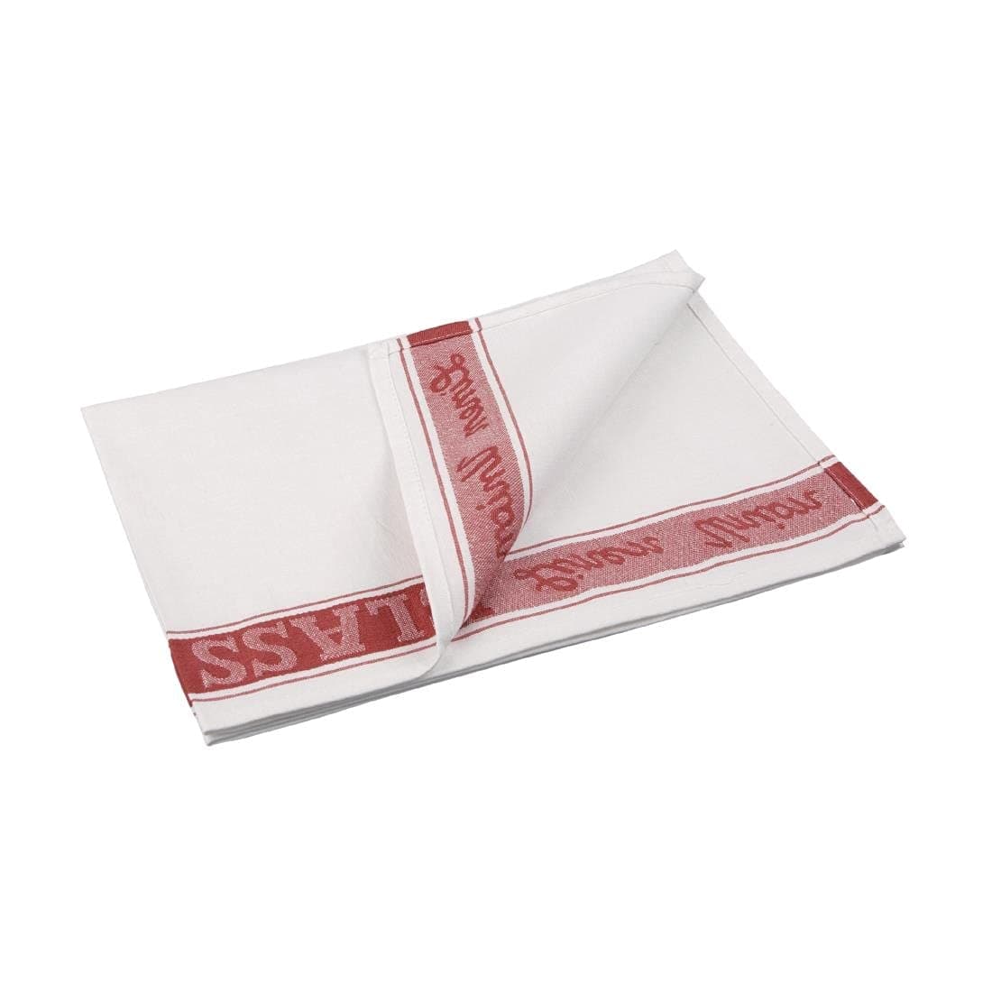 Red Striped Bar Towel Red Border. Linen Union. 30" x 20".