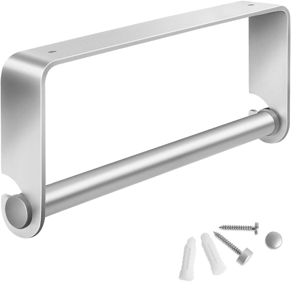 Paper Towel Holder Under Cabinet Mount, Maximum Usable Size 12.6 Inch, Harebe Paper Towel Holder Wall Mount, Used in Toilet and Kitchen, Wall Mounted & No Drilling, Silver