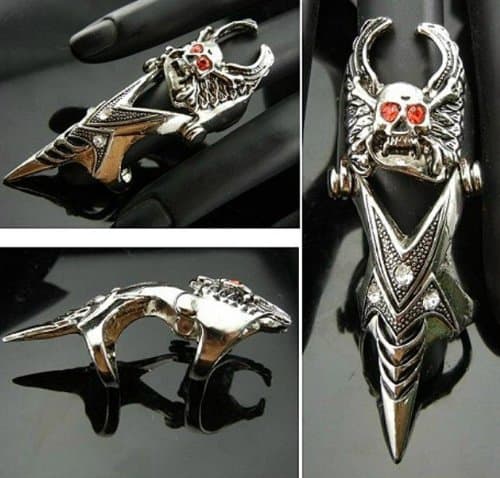 SALE OUT!!! LIMITED STOCK! TF205 Red Eye Flying Skull Wing Armor Claw Ring EMO Punk Goth Rock