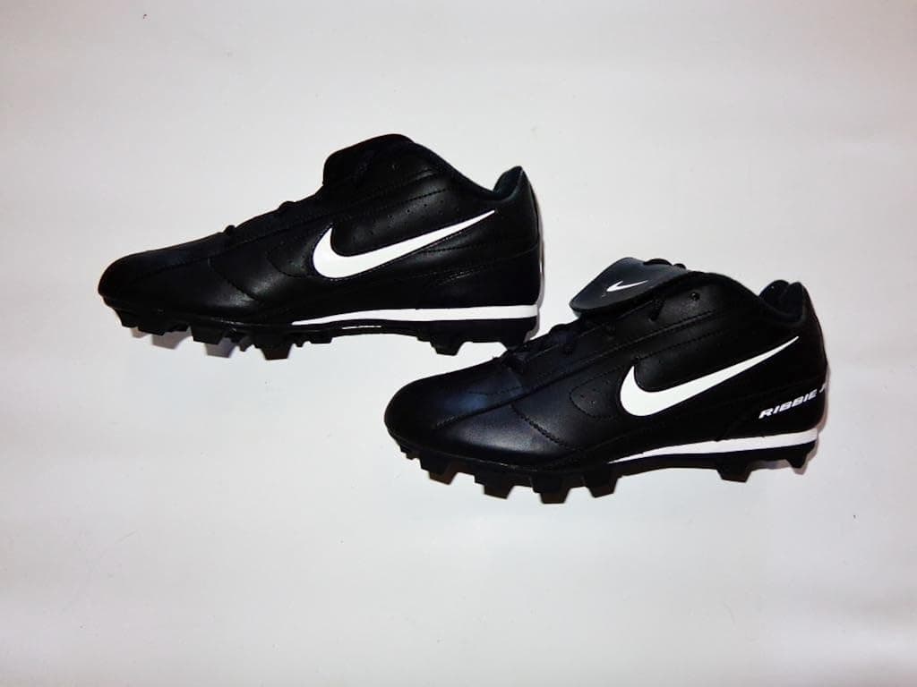 Nike Ribbie Jr (BG) 309303-011 Black White Lace-Up Baseball Cleats