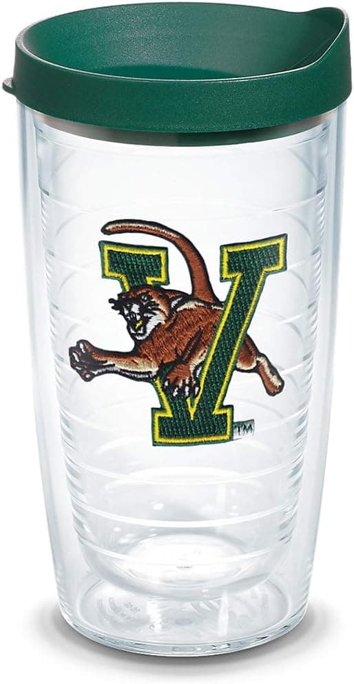 Tervis Vermont Catamounts Tumbler with Emblem and Hunter Green Lid 16oz, Clear