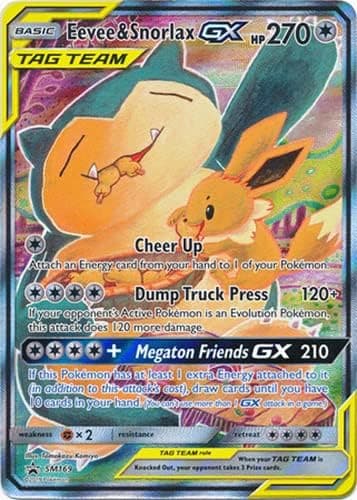 Eevee & Snorlax GX - sm169 - Full Art Rare - NM/M-100% Guaranteed Authentic