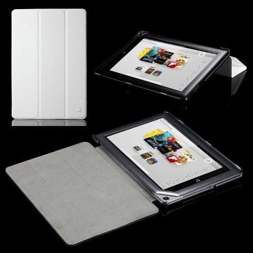Nook HD 9 Case - Poetic Nook HD 9 Case [Slimline Series] - [Lightweight] [Ultra-slim] PU Leather Slim-Fit Trifold Cover Stand Folio Case for Nook HD 9 Tablet White (3 Year Manufacturer Warranty From Poetic)