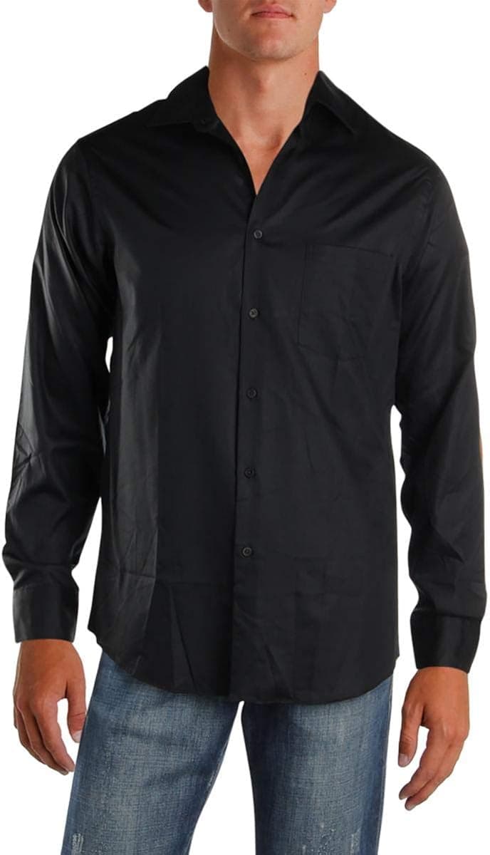 Geoffrey Beene Men's Dress Shirt Regular Fit Sateen Solid