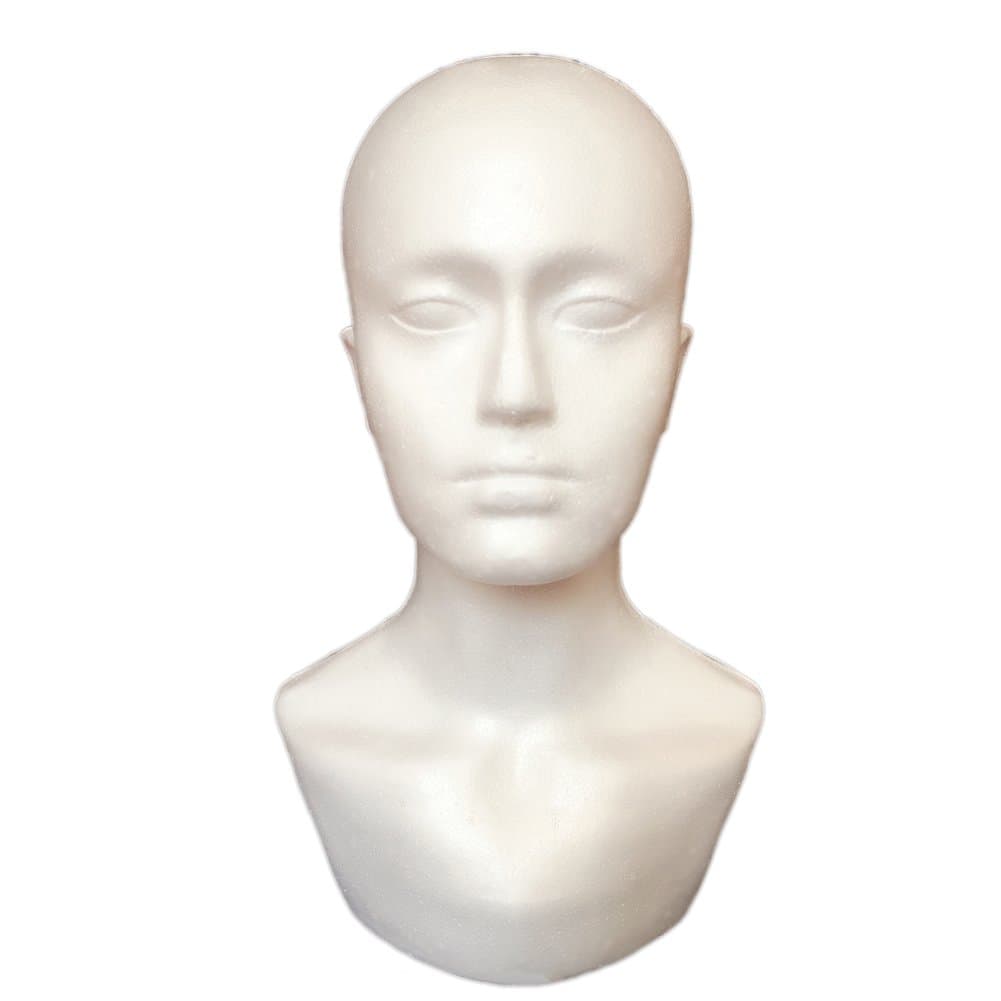 Connoworld Male Foam Mannequin Head Model Professional Bald Manikin Head Mask Hat Wig Hair Jewelry Headset Scarves Glasses Stand Tool Showcase Display Props White
