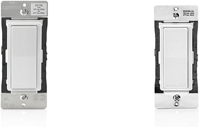 Leviton DZ15S-1BZ Decora Smart Switch with Z-Wave Plus Technology, White/Light Almond, Works with Amazon Alexa and Leviton DD0SR-DLZ Dual Voltage 120/277VAC Decora Digital/Decora Smart Matching Switch Remote