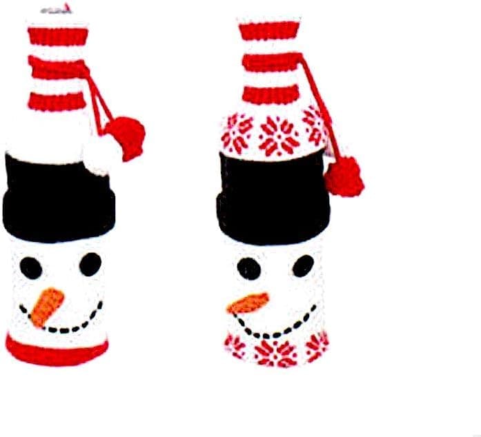 Christmas Party Knit Snowman Bottle Cover Set of 2 Wine Bottle Gift Wrap Christmas Table Wine Decor