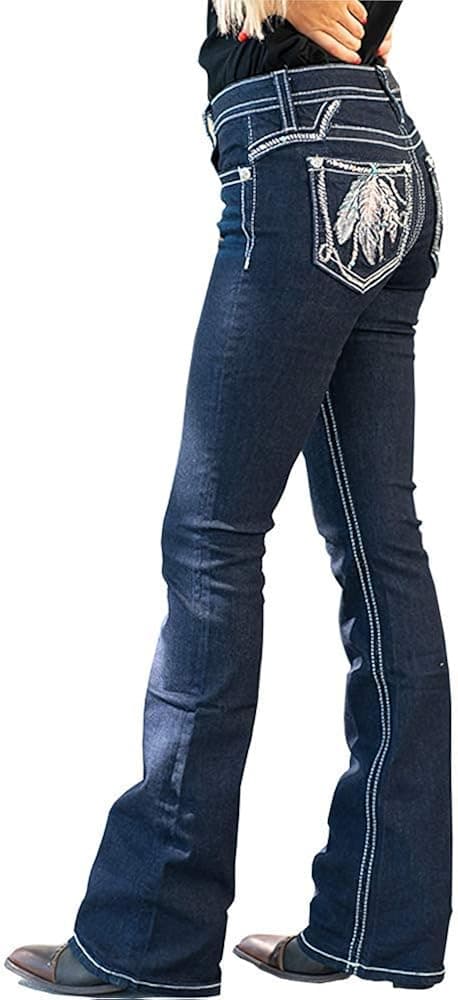 Women's Classic Elastic Slim Bootcut Jeans Button Fly Bell Bottom High Waisted Jeans for Women