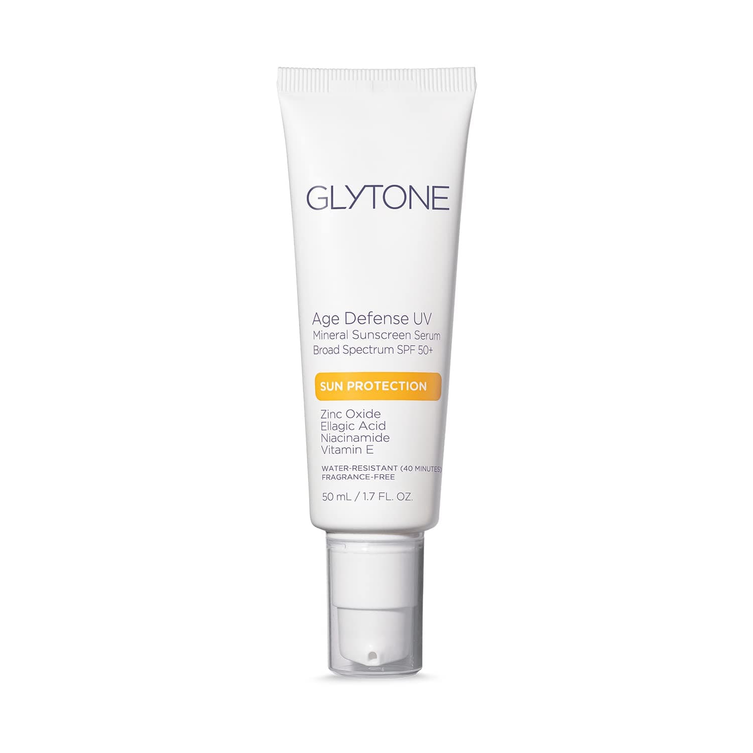 Glytone Age Defense UV Mineral Sunscreen Serum - Broad Spectrum SPF 50+ - Face Sun Care - Zinc Oxide & Niacinamide - Fragrance-Free - 1.7 fl. oz.
