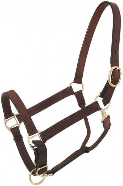 Tough-1 Leather Adj Stable Halter w/Snap Pony