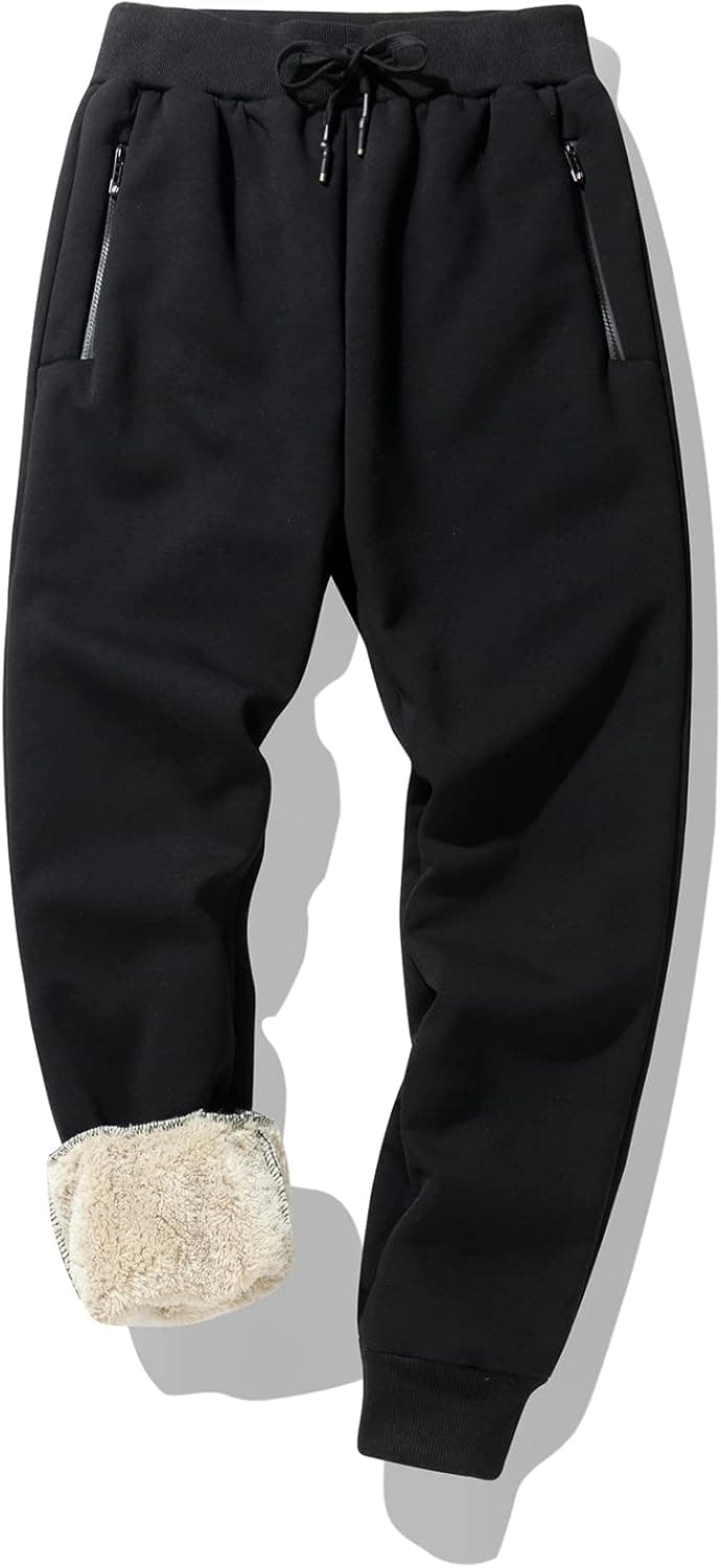 Duyang Men's Winter Sherpa Fleece Lined Sweatpants Thicken Active Jogging Pants