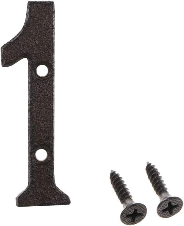3 Inch House Number, Home Address Number, Vintage Cast Iron Home Number Solid Metal Gate Mailbox Number, Matching Screws Included, Black Number 1