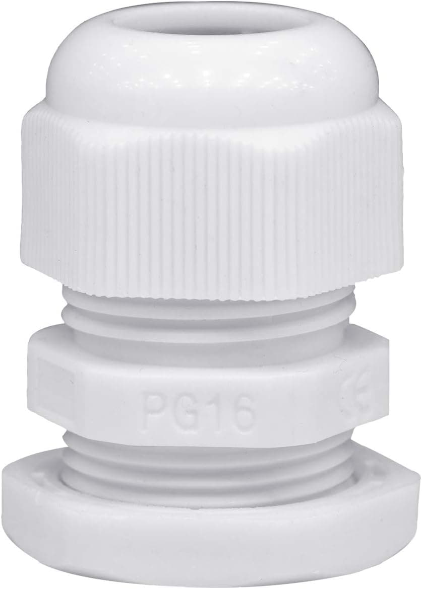 Lantee PG 16 Cable Gland - 20 Pieces White Plastic Nylon Waterproof Wire Glands Connector Fitting