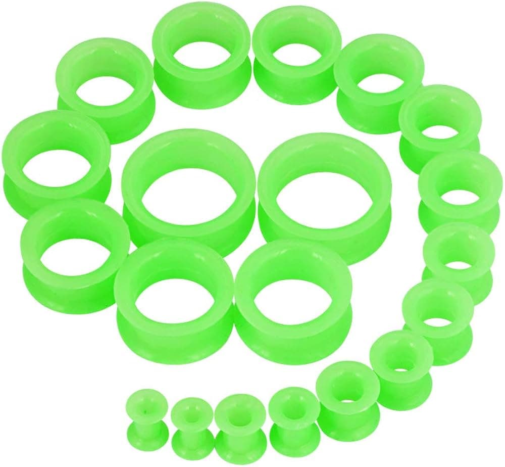 Longbeauty 20pcs Tunnels Kit 2g-1" Silicone Ear Skin Gauges Plugs Ear Expander Stretching Set