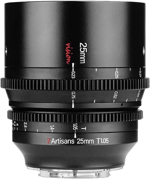 7artisans 25mm/35mm/50mm T1.05 Large Aperture Cine Lens Wide-Angle Manual Focus Low Distortion Mini Cinema Lens (25mm T1.05, for Canon RF)