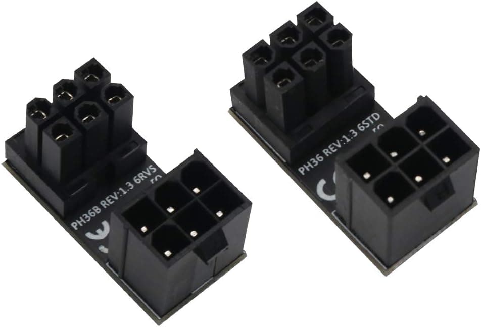 BQZYX+ Right Angle ATX ATX 6Pin Female to 6pin Male 180 Degree Angled Adapter for Desktops Graphics Card
