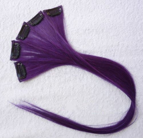 18 Inch High light Clip in Human Hair Extensions Straight Clip on Highlights Hair Extensions 6 Pieces/set (Purple)