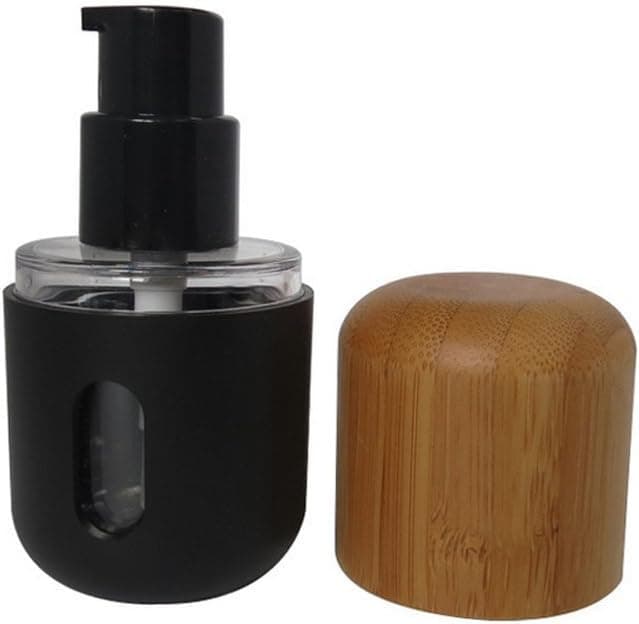 30ml Empty Spray Bottles Foundation Cream Lotion Bottle Cosmetic Containers Black with Bamboo Cap