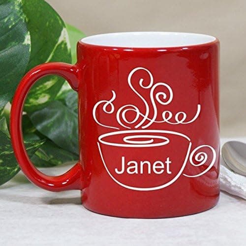 GiftsForYouNow Engraved Coffee Drinker Two-Tone Red Mug, Ceramic, Holds 11 oz