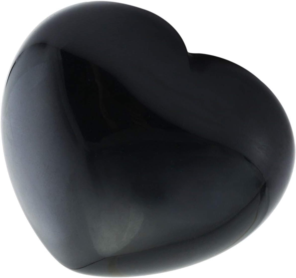 TUMBEELLUWA Healing Stones Carved Heart Puff Love Crystal Chakra Worry Reiki Pocket Palm Stone 1.5",Obsidian,Pack of 1