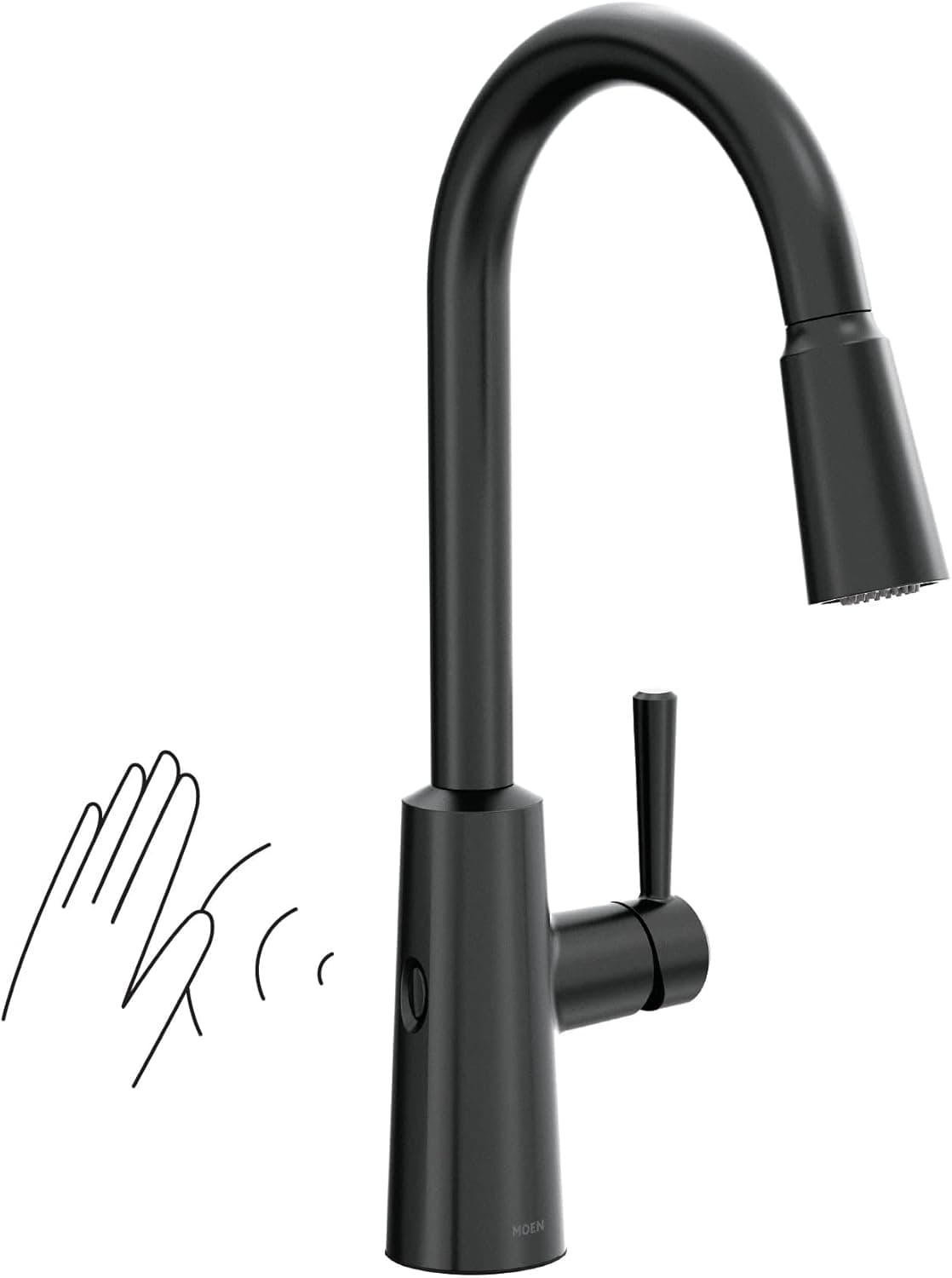 Moen 7402EWBL Riley Single Handle High Arc Pull Down Kitchen Faucet, Matte Black