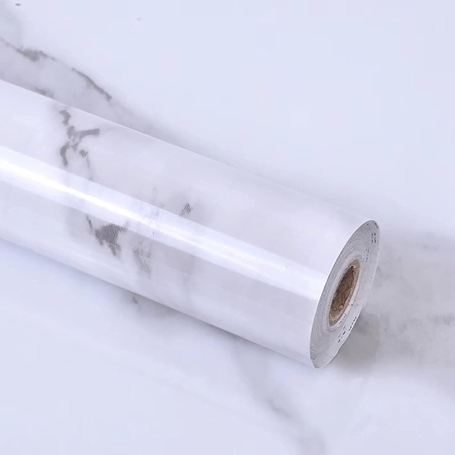 White Marble Wallpaper Contact Paper Oilproof Waterproof Wallpaper for Bathroom Kitchen Countertops Peel and Stick Self Adhesive Wallpaper Removable PVC Easy to Use (White, 15.7 in×196.8 in)