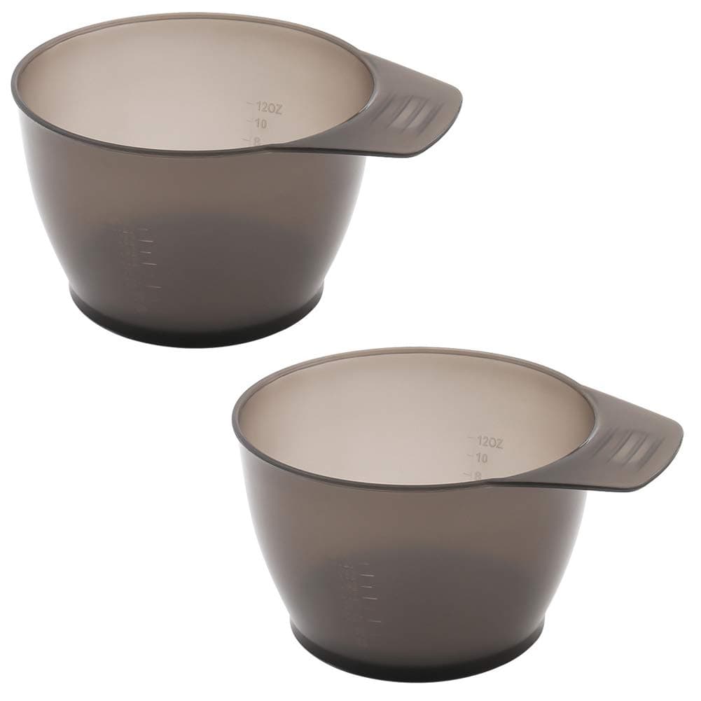 2 Pieces Hair Color Bowl Hair Dye Bowl Hair Color Mixing Bowls Plastic Color Mixing Tint Bowls Hair Dyeing Coloring DIY Oil Treatments Tools for Salon Hairdressing, Transparent Black