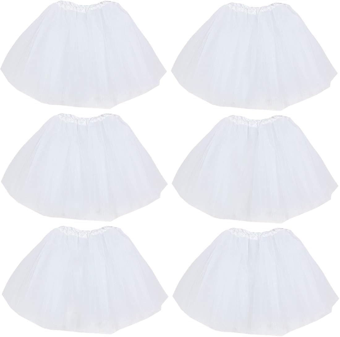 kilofly 6pc White Girls Ballet Tutu Kids Birthday Princess Party Favor Dress Skirt Set