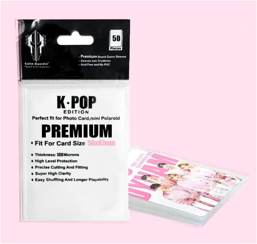 8pack Kpop Photocard Sleeves Protector 56x88mm 100 Micron Clear Card Sleeves Perfect fit Kpop Standard Size Compatible for Korean Idol Twice BTS Seventeen APINK April Blackpink