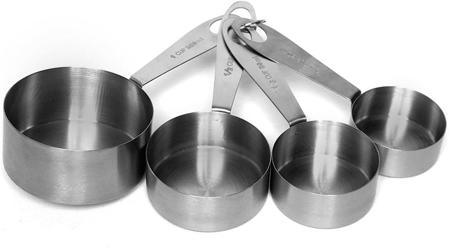 Measuring Cups 4 Pieces Set Made of Aluminum Silver by Topenca Supplies